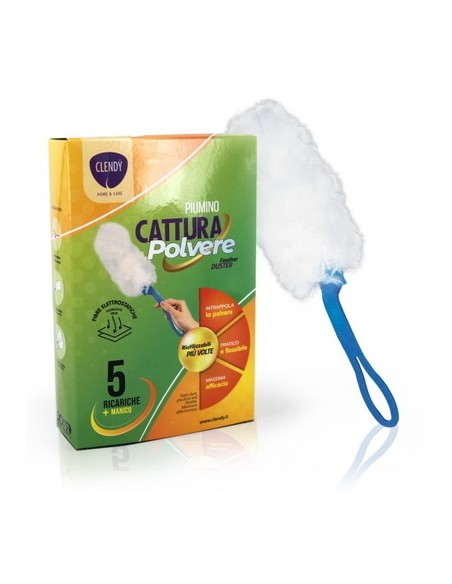 Clendy Piumino Catturapolvere - Manico Con 5 Ricambi Profumati